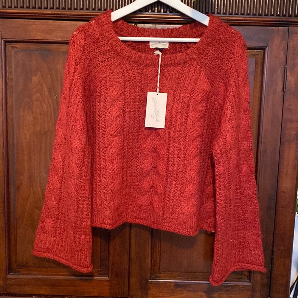 Universal Thread NWT Cable Knit Crewneck Pullover in Paprika Red Cozy Sweater